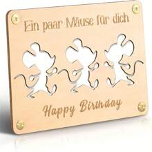 Carte d'anniversaire en bois avec design coloré de billets. Support créatif pour cadeau en espèces, carte de vœux en bois artisanale pour anniversaires, idée de cadeau unique et réfléchie