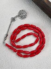 1pc Classic Minimalist 33pcs Narrow Rice Bead Bracelet, Acrylic Solid Color, Suitable For Men Daily Wear