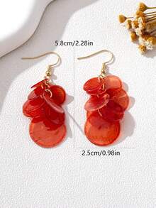 1 对优雅贝壳簇状设计女士耳坠，淡橙色、淡绿色和淡红色，非常适合海滩度假和春夏休闲装 - 貝殼耳環 - 查看 5