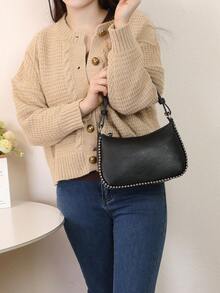 Women's Casual Crossbody Bag With Back Pocket - Black - View 2