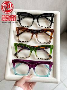 1pc/4pcs New Stylish Exaggeration Oversized Popular Design Women Reading Glasses 6 Diopter Options, +1.0 To +2.5Magnification, As Office, Reading, Gift For Parents, Holiday Gift, Daily Life - trong suốt - Xem 14