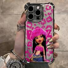 Fundas de Teléfono para Muñecos Bratzs de Lujo y Modernidad para iPhone 16 15 14 13 12 11 Pro Max X XR XSMAX 8 7 Plus, Cubierta Trasera Suave Transparente Anticaída con Efecto Galvanizado - Color mezclado 1 - Ver 8
