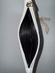 Bolso bandolera para teléfono con cadena desmontable con efecto ondulado en relieve, bolso de hombro de color liso y minimalista, bolso de mano elegante y de moda para mujer