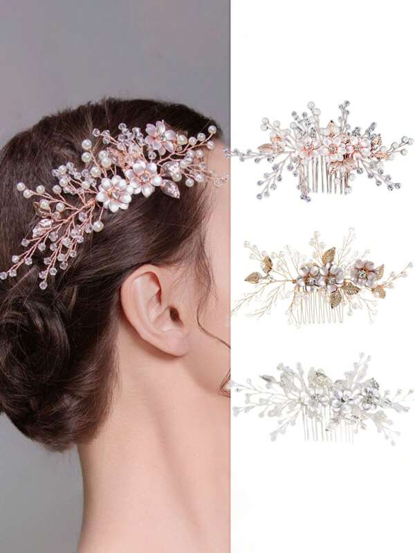 1 Stück romantische Kristallblumen handgemachte Braut Haarspange, Hochzeitsschmuck Haarzubehör
