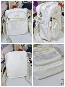 适合10厘米娃娃的小包可爱日式纯色斜挎包带透明口袋DIY迷你单肩包钱包和手提包动漫迷娃娃包女孩返校礼物 - 粉色 - 查看 7