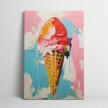 1 Pc Canvas Painting,Ice - Cream, Waffle Cone, Painting, Colors, Canvas ,Wood Framed Painting (1) Thickness 2.5 Cm/ 1 Inch-Home Decoration For All Occasions,Ideal New Year, Valentine's Day,Thanksgiving,Easter,Christmas Gift,Room Decoration Aesthetic,Wall Decoration Art,Perfect Gift,Autumn And Winter Wall Decoration,Living Room Decoration, Bedroom Decoration, Kitchen Decoration, Entry Decoration, Bathroom Decoration, Direct Wall Painting, High Quality Wall Painting Poster,Modern Home Decoration Stretched And Framed Ready To Hang - Multicolor - View 1