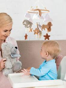 1pc Wooden Wind Chime Baby Crib Bell, Neutral Baby Crib Mobile, Suitable For Baby Room Decoration, Baby Showers, Baby Anniversaries