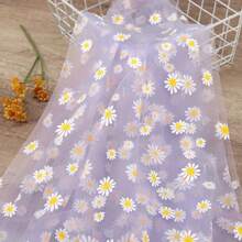 Eleganter Gänseblümchen-Spitze Tischläufer - 200cm, Polyester-Tüll-Stoff in Grasgrün/Champagner/Schwarz - perfekt für Hochzeiten & Sommerfeste, Hochzeitstischdecke, Dekoration, Tischüberzug