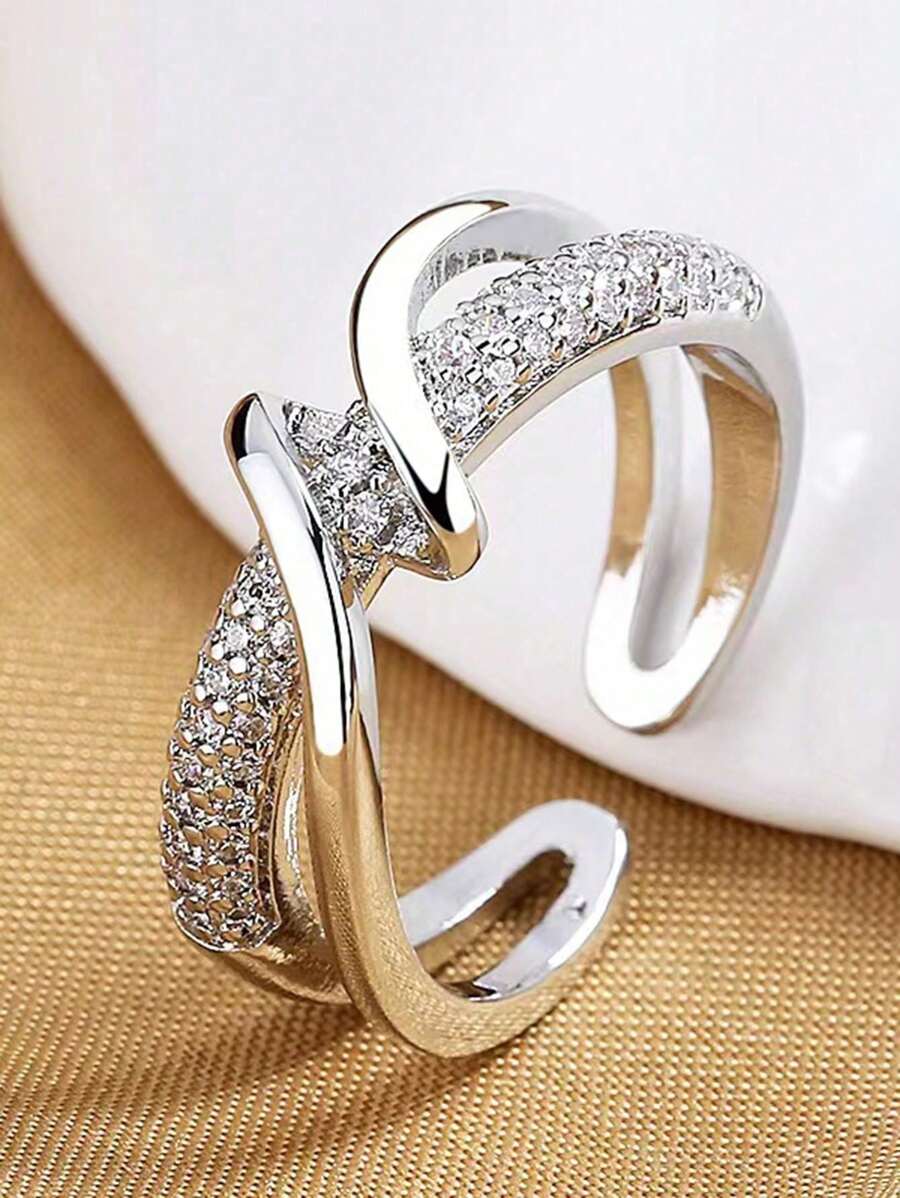 1pc Stainless Steel Luxury Minimalist Geometric Design Open Ring, Fashionable & Unique For Women