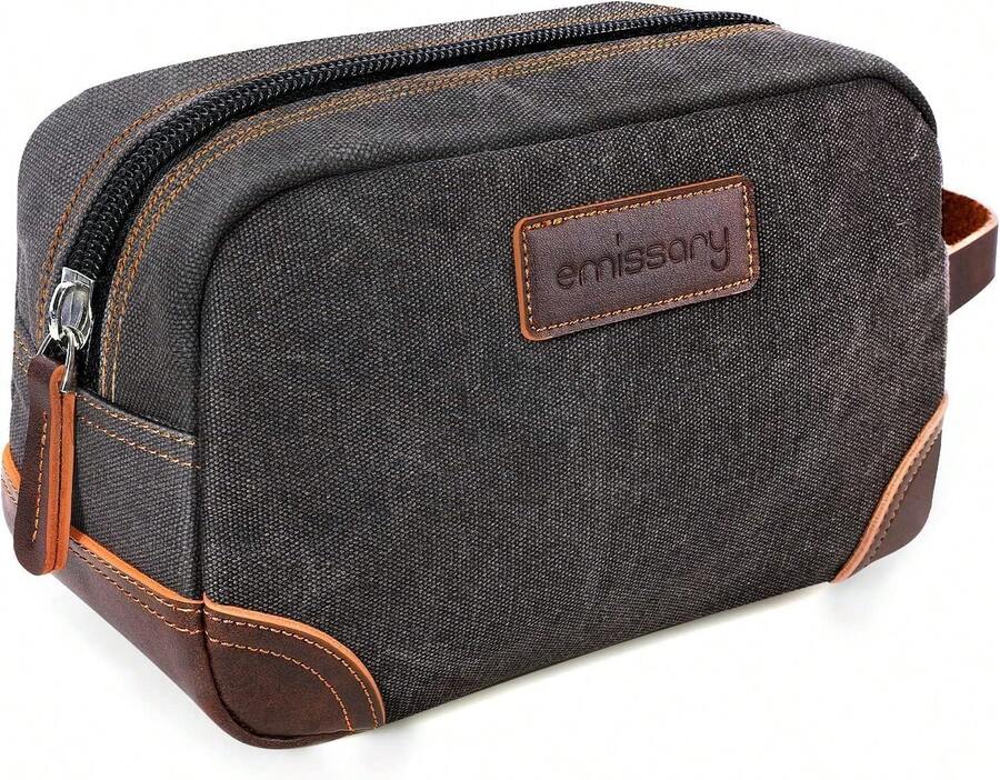 Toiletry Bag For Men, Canvas Travel Toiletry Bag Men's Dopp Kit, Water-Resistant Bathroom Bag Mens Shaving Kit, Travel Kit Small Bags, Shaving Bag, Toiletry Bags - 彩色 - 查看 1