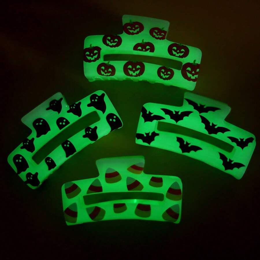 1 Piece Personalized Halloween Ghost,Pumpkin,Candy Corm Glow In The Dark Acetate Hair Claw Clip Fall Hair Accessories Autumn Hair Clips Fashion Hair Clutch Elegant Clips For Hair Winter For Vacation Outfits Woman