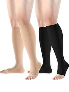 1 o 2 pares de calcetines de compresión de alta elasticidad talla grande, calcetines deportivos y de fitness para personas con sobrepeso, calcetines de otoño - Multicolor - Ver 3