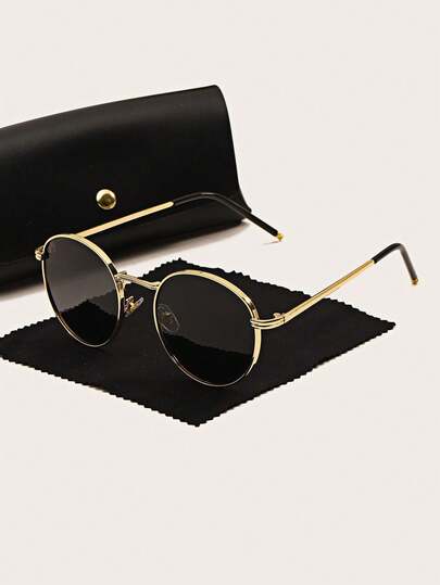 1pc时尚眼镜女新款复古圆形高感小脸金属小框时尚眼镜女潮流眼镜男太阳镜