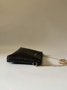 Bolso cruzado con cadena desmontable y patrón de onda en relieve, bolso de hombro minimalista de unicolor, elegante y de moda para mujer