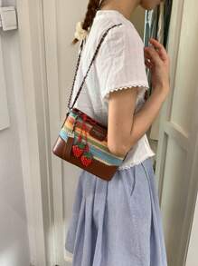 Bolso de paja tejido colorido para mujeres, último modelo de moda para playa, vacaciones de verano y uso casual, bolso de hombro y bandolera para teléfono