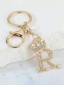 1 件时尚锌合金水钻字母装饰钥匙扣，优雅美观手提包/背包吊坠 - 完美的礼物学校汽车配件可爱哥特 Y2k
