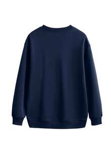 Blueplus Men's 350g Heavyweight Sweatshirt, Loose Fit, Classic Ribbed Cuffs, Long-Lasting Fit And Comfortable, Suitable For Daily Wear, Outdoor Travel Men's Sweatshirt, Autumn And Winter Men's Tops - 藏青色 - 查看 4