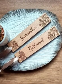 1pc Customized Bookmark Favors, Wedding Favor Bookmarks, Personalized Wooden Bookmarks, Place Cards, Unique Bookmark Gift For Guest, Bookmark With Name, School Supplies,Back To School