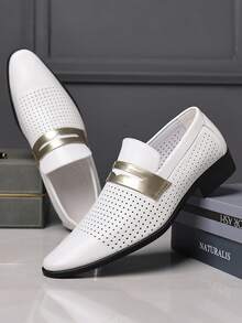 Pantofi sport casual din piele, fără mâneci, respirabili, antiderapanți, la modă și versatili pentru bărbați - alb - Vizualizare 2