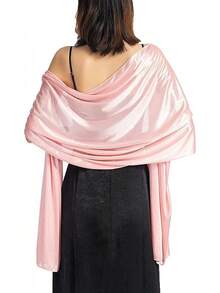 Women's Satin Silk Shawl And Wrap Evening Party Dresses Bridal Bridesmaid Wedding Shawl Shoulder Cover Up - Hồng đậm - Xem 2