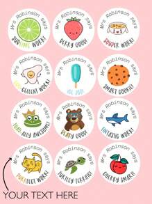 35/70pcs Personalized Teacher Reward Stickers, Custom Well Done Labels For Students, Great Job Teacher Stationery, Smart Cookie Super Star Bee Kids Product Size: 1.57x1.57 Inches,School Supplies,Back To School,School Supplies,Back To School,School Gift,For Office,For School,For Classroom,For Teacher Gifts,For University,For Colleague,For Dorm Rooms,For Teacher,For Boys And Girls,For Teenagers,Junior High School Students,Middle School Students,High School Senior High School Students,College Students,University Students,Freshman,Sophomore,Underclassmen