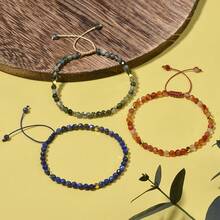 Vòng tay hạt đá mã não rêu phong cách Boho tự nhiên 4mm, trang sức đá tự nhiên thủ công, thích hợp cho phụ nữ làm phụ kiện mùa hè và quà tặng - 17cm,4mm - Xem 6