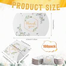 LQY 100 PCS 4.5Inch X 3.5Inch Kraft Paper Pillow Gift Boxes Candy Treat Gift Box Wedding Party Favor Boxes Sweet Bags Thank You Box For Wedding Bridal Shower   Shower Birthday Party Supplies 1439 - White - View 2