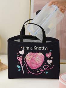 Animal Pattern Double-Sided Printing Portable Insulated Lunch Bag With Large Capacity Ice Pack, Suitable For Office And School Travelback To School School Stuff Bag For School Work Lunch Bag For Women Cooler Bag Picnic Accessories