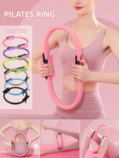 Magic Yoga Ring Pilates Circle Approx. 14 Inch (About 14") Multi-Purpose Pilates Resistance Ring With Comfortable Foam Handles. For Thigh Exercise, Thigh Shaping Yoga Ring, Women's Home Pilates Equipment, Fitness Equipment Pilates Circle -, Suitable For Yoga, Fitness, Sports, Pilates Exercise.