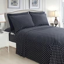 Delilah Polkadot 4-Piece Set, Fade & Wrinkle Resistant, 1500 Premium Hotel Quality Microfiber Deep Pocket Fitted Sheet Featuring Smart Pockets, Polkadot Sheet Set, Twin XL, Black - màu đen - Xem 1