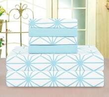 Luxury Soft Bed Sheets Cube Pattern - 1500 Premium Hotel Quality Microfiber Softness Wrinkle And Fade Resistant (4-Piece) Bedding Set, Twin/Twin XL, Aqua - Orange - View 1