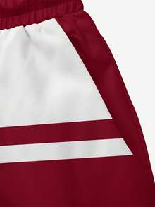 Men's Summer Printed Pattern Drawstring Waist Slant Pocket Hawaiian Quick-Dry Double-Layer Mesh Lining Shorts, Contrast Color 3D Artistic Print, Fashion Casual Beachwear Swim Trunks