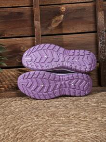 Knitted Hollow Out Slip-On Women Shoes, Breathable Comfortable Soft Bottom Casual Shoes, Multi-Color Versatile Slouchy Walking Shoes, Slightly Oversized Mother Shoes - Purple - View 7