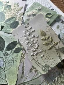 23pcs/Pack Vintage Dual-Material Embossed Floral Botanical Series Paper, Lightweight Retro Texture, Suitable For Diary, Scrapbooking, Decoration, Background