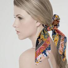 Scrunchie Hair Accessories - Chiffon Hair Scarf Bandana, Scrunchies, Ribbons, Ponytail Holders, And Bow Scrunchies For Women (6PCS) - 佩斯利1 - 查看 6