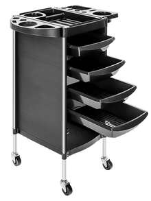 With 4 Drawers Hairdresser Trolley Salon Hairdressing Trolley  Beauty Storage Cart Side Tray Hair Dryer Holder On Wheels Spa Barber - Black - View 1