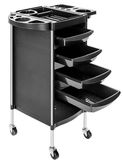With 4 Drawers Hairdresser Trolley Salon Hairdressing Trolley  Beauty Storage Cart Side Tray Hair Dryer Holder On Wheels Spa Barber