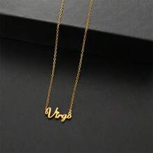 1 pieza Collar con colgante de los 12 signos del zodiaco en inglés, de acero inoxidable, accesorio de joyería con capas sencillo y personalizado para mujeres