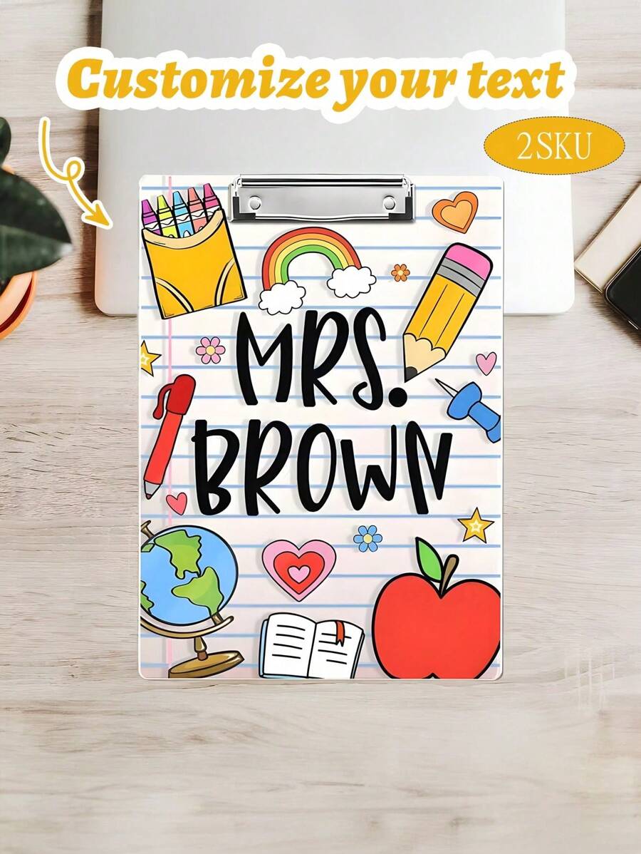 Personalization Teacher Clipboard, Custom Acrylic Clipboard With Teacher Name, Elements Teacher Clipboard, Back To School Teacher Appreciation,School Supplies - Multicolor - View 1