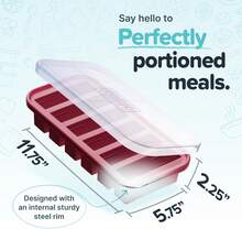 1/2 Cup Silicone Freezer Mold - Silicone Soup Freezer Tray With Lids For Freezing Food, Salsa, Broth, Baby Food And More - Silicone Freezer Tray With Lid - Cranberry – 1-Pack - 彩色 - 查看 2