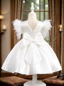 Vestido de fiesta elegante blanco para niñas, con decoración de moño en la espalda, vestido de verano para niñas, nuevo diseño - Blanco - Ver 5