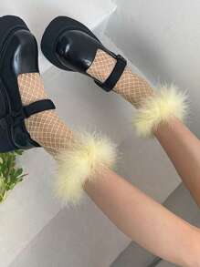 2-in-1 Harajuku transparente Fischernetz-Kuschelsocken, dünne farbige Socken geeignet für den täglichen Gebrauch, Partys, Dates und Bühnenauftritte