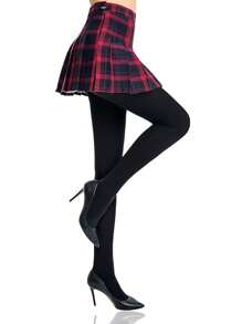 1 par de 100g Medias de terciopelo multicolor para dama, leggings elásticos y delgados para primavera y otoño, con forro cepillado. Mallas color negro y albaricoque.