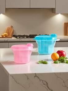 1pc Baby Portable Rotary Milk Powder Storage Box 3 Compartments, Formula Container, Milk Bottle Sealed Canister, Convenient For Outing - Multicolor - View 2
