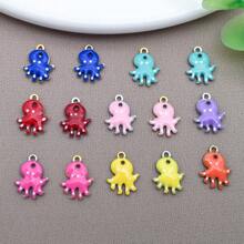 10pcs 9x12mm Cute Enamel Stainless Steel Octopus Charms Mini Cute Marine Life Animal Pendants For DIY Ocean Bracelet Necklace Earrings Jewelry Making Crafts Accessories