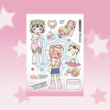 1 Sheet Kawaii Japanese Style Girl Diary Stickers, Cartoon Character Decorative Stickers For Scrapbooking/Planner,School Supplies,Back To School
