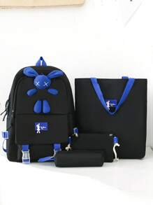 Multifunctional Four-Piece Bag, With A Small Doll, Can Be Single-Shoulder, Double-Shoulder, Hand-Held, Very Suitable For College, Business, Work, Commuting High School, Outdoor, Hiking, Travel, Rock Climbing, Stadium, Sports, Outing
