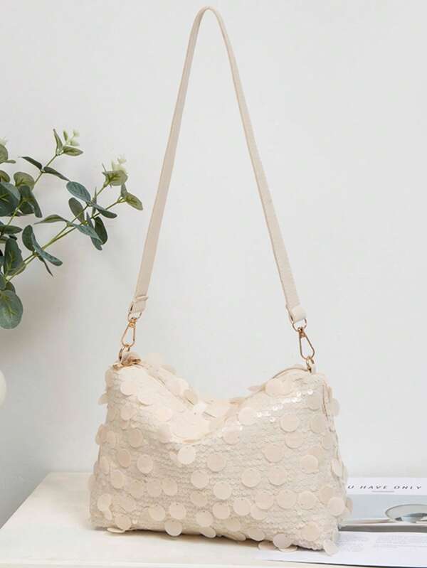 A184 2025 New Personalized Design PVC Shoulder Bag, Fashionable And Distinctive, Suitable For Gifting, Commuting, Parties And Fashion Events, Large Capacity PVC Material Can Hold Daily Essentials, Sequin Shoulder Bag