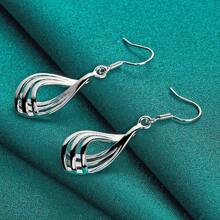 925 Sterling Silver Earrings Fashion Jewelry Elegant Woman Charm Twist Wavy Line Drop Earrings Trendsetter Christmas Gifts