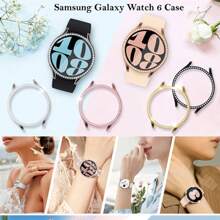 Diamantgehäuse + Glas kompatibel mit Samsung Galaxy Watch 6 40mm 44mm Damen/Herren Smartwatch Zubehör, Bling Displayschutzfolie + PC-Stoßfänger Galaxy Watch 6 Hülle
